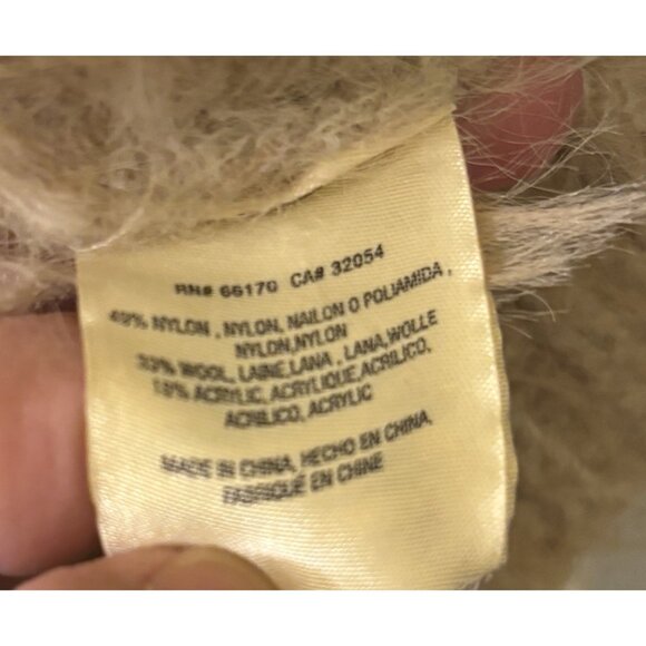 ANTHROPOLOGIE Knitted & Knotted TALAH Eyelash Cardigan Tan Jacket Size Medium - Picture 2 of 4